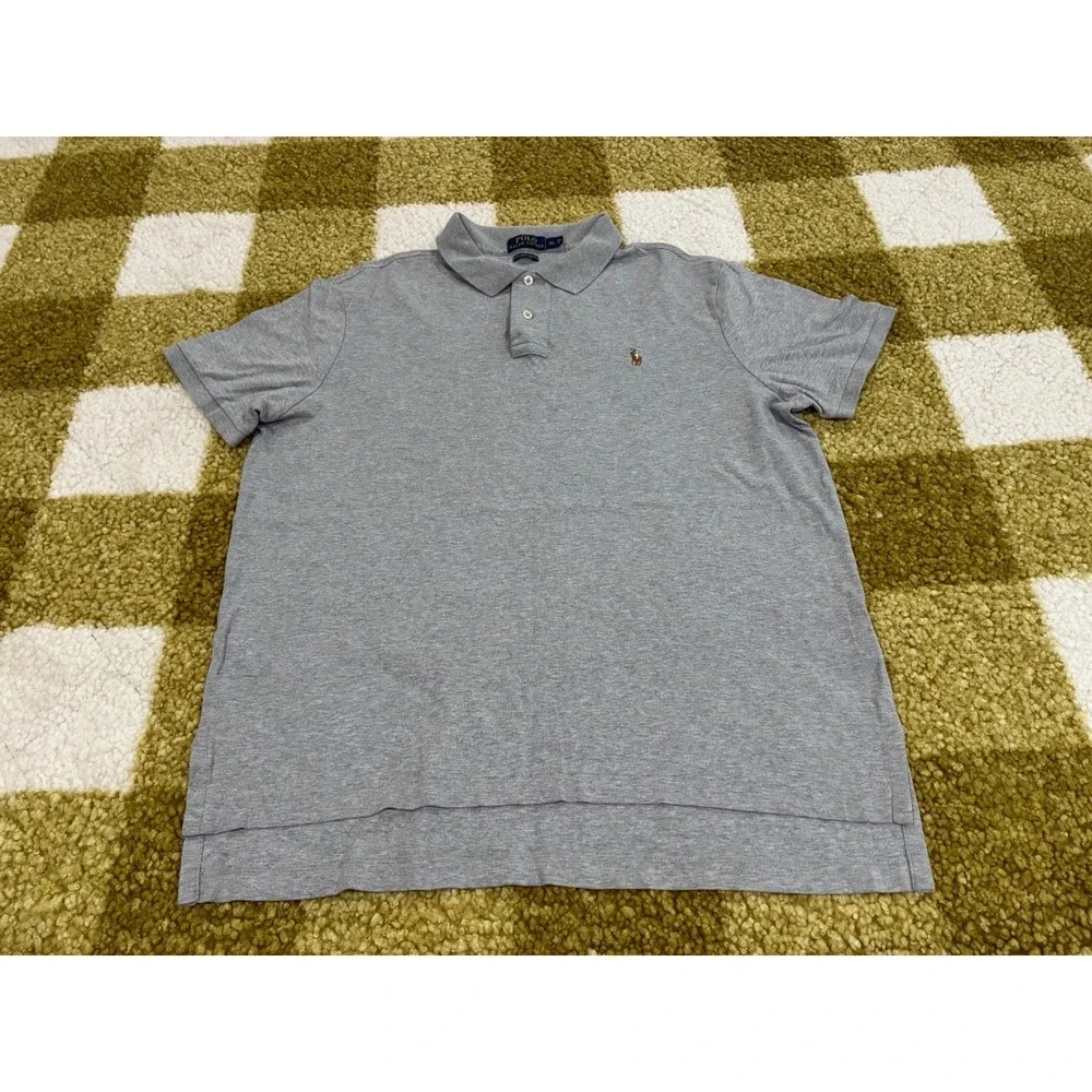 Polo Ralph Lauren Mens XL Grey Pima Soft Touch Short Sleeve Cotton Polo Shirt